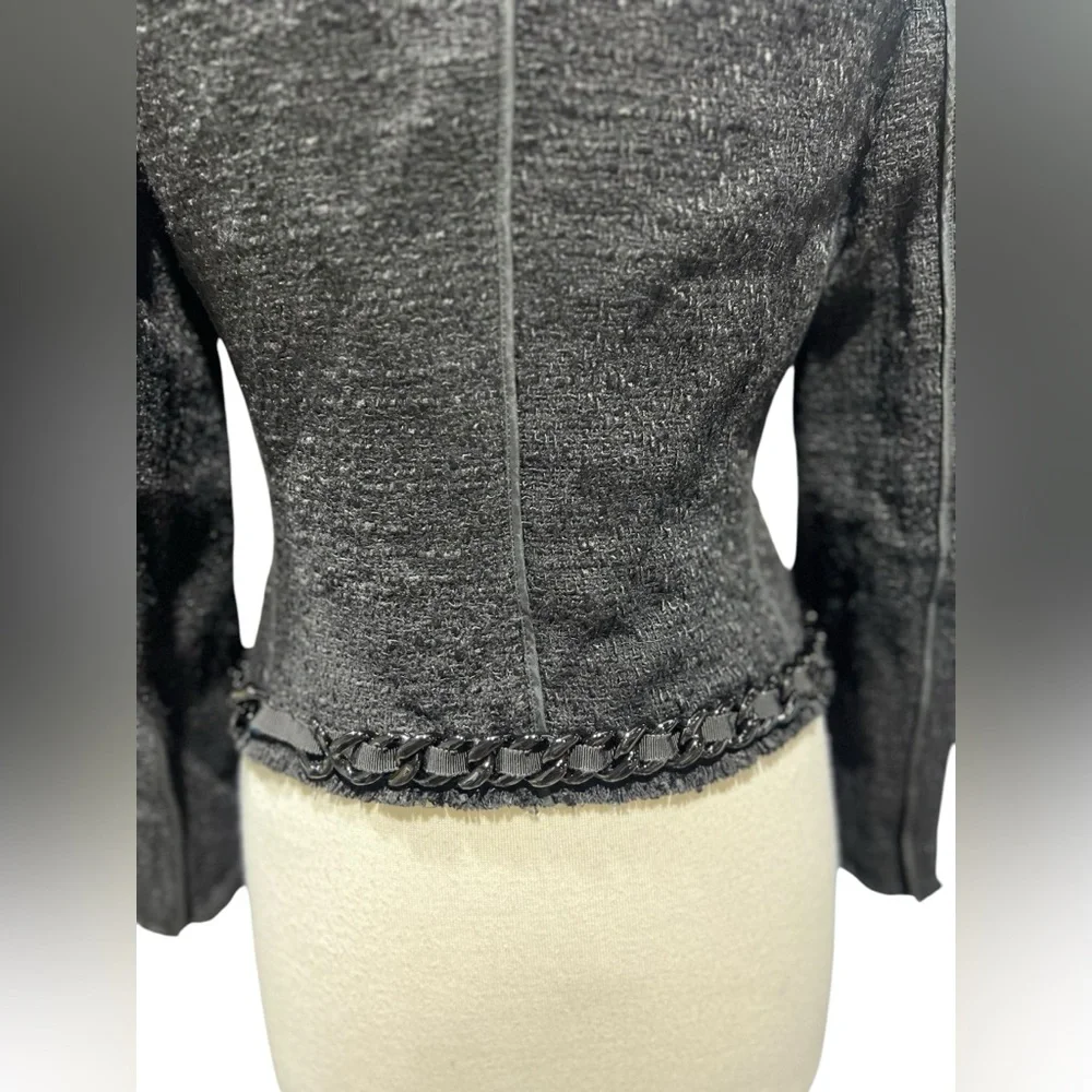 Prada - Black Tweed Chain Embellished Jacket Sz 42 - Picture 10 of 16